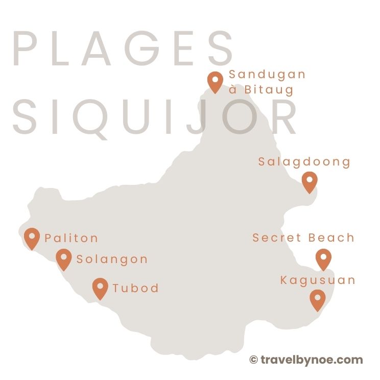 Carte des meilleures plages de Siquijor